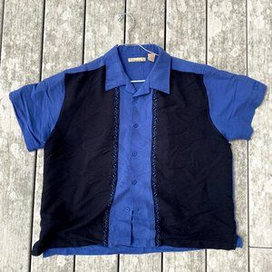 Vintage Black and Blue Bongo Button Up Shirt